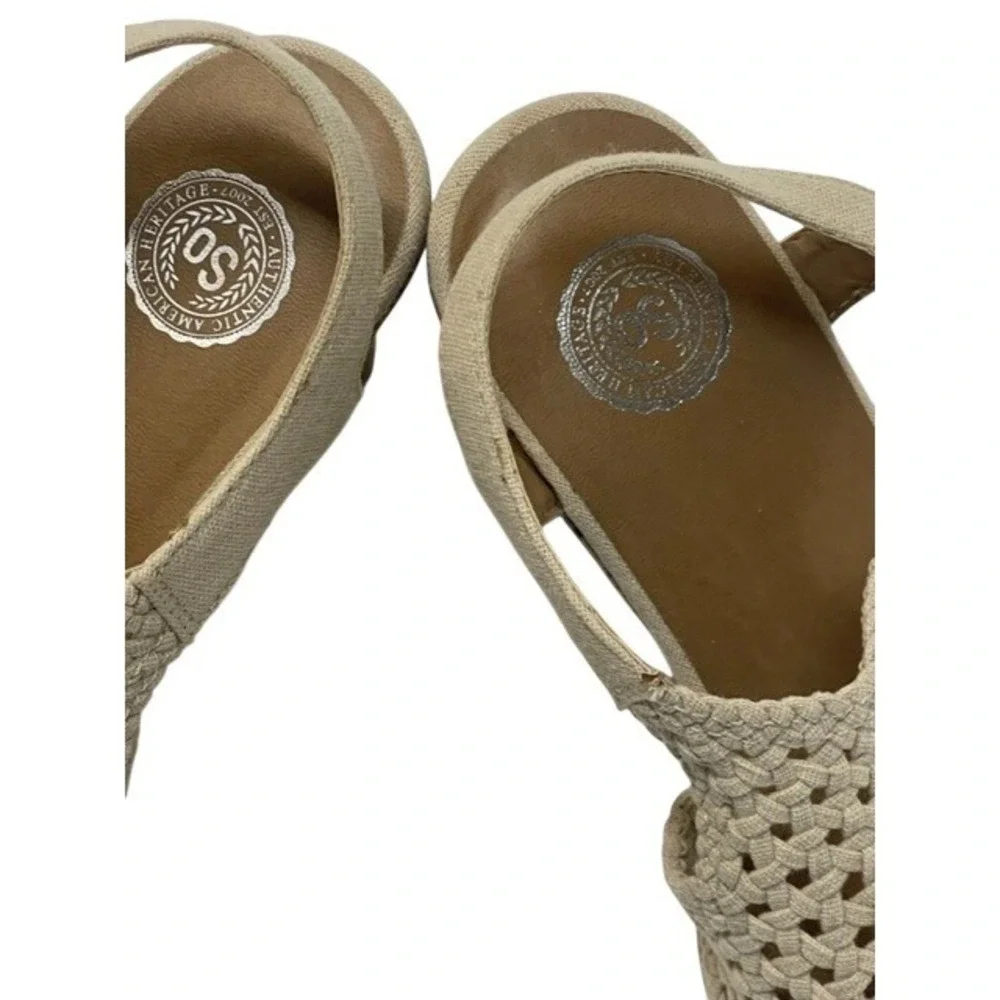 Size 9 SO Authentic American Heritage Beige‎ Woven Wedge Sandals Cork Platform
